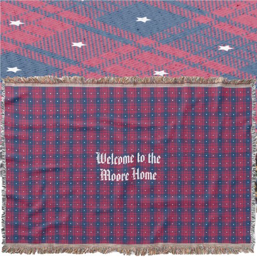 Tartan - Patriotic - Red Blue White Stars Decke