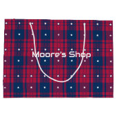 Tartan - Patriotic - Red Blue White Stars Große Geschenktüte (Rückseite)