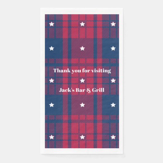 Tartan - Patriotic - Red Blue White Stars Napkins Serviette (Vorderseite)