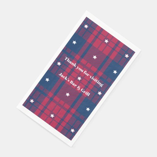 Tartan - Patriotic - Red Blue White Stars Napkins Serviette (Ecke)
