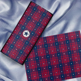 Tartan - Patriotic - Red Blue White Stars Seidenpapier