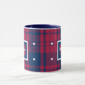 Tartan - Patriotic - Red Blue White Stars Tasse (Zentrum)