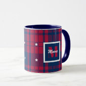 Tartan - Patriotic - Red Blue White Stars Tasse (VorderseiteRechts)