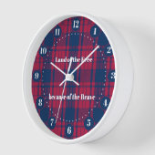 Tartan - Patriotic - Red Blue White Stars Uhr (Winkel)