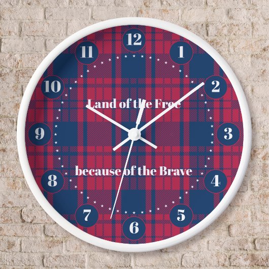 Tartan - Patriotic - Red Blue White Stars Uhr