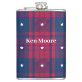 Tartan - Patriotic - Red Blue White Stars Vinyl Flachmann (Vorderseite)