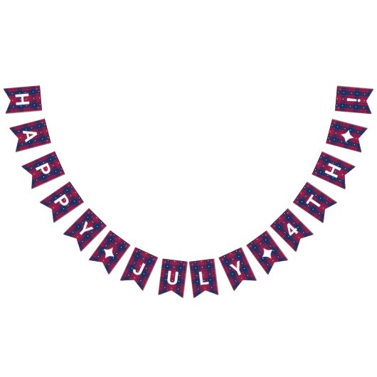 Tartan - Patriotic - Red Blue White Stars Wimpelkette (Alle)