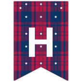 Tartan - Patriotic - Red Blue White Stars Wimpelkette (Erste Fahne)