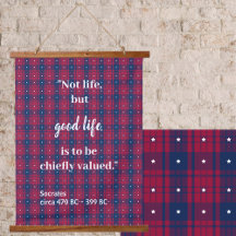 Tartan - Patriotic - Red Blue White Stars Wood