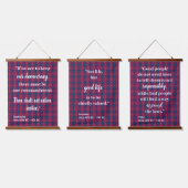 Tartan - Patriotic - Red Blue White Stars Wood Wandteppich Mit Holzrahmen (Dreifach)
