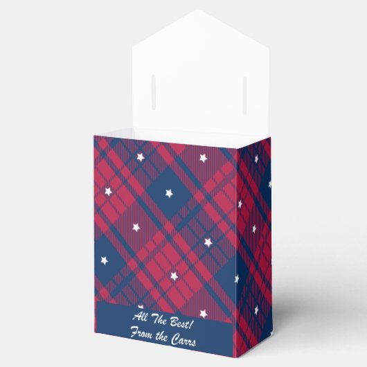 Tartan - Patriotic - Red Blue White Stars - Zelt Geschenkschachtel (Geöffnet)