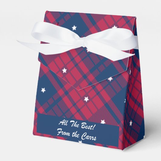 Tartan - Patriotic - Red Blue White Stars - Zelt Geschenkschachtel (Vorderseite)