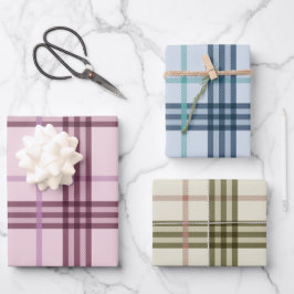 Tartan Pattern Blue Pink Green Weihnachtsgeschenk Geschenkpapier Set