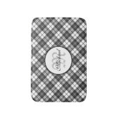 Tartan pattern Christmas Schwarz-weiß Monogram Badematte (Vorderseite Vertikal)