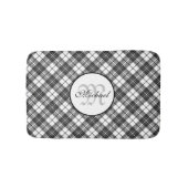 Tartan pattern Christmas Schwarz-weiß Monogram Badematte (Vorderseite)