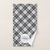 Tartan pattern Christmas Schwarz-weiß Monogram Badhandtuch Set (Handtuch)