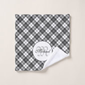 Tartan pattern Christmas Schwarz-weiß Monogram Badhandtuch Set (Waschlappen)