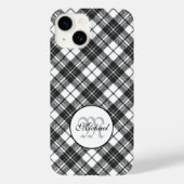 Tartan pattern Christmas Schwarz-weiß Monogram Case-Mate iPhone Hülle (Rückseite)