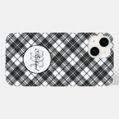 Tartan pattern Christmas Schwarz-weiß Monogram Case-Mate iPhone Hülle (Rückseite (Horizontal))