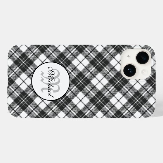 Tartan pattern Christmas Schwarz-weiß Monogram Case-Mate iPhone Hülle (Rückseite (Horizontal))