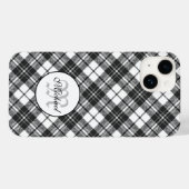 Tartan pattern Christmas Schwarz-weiß Monogram Case-Mate iPhone Hülle (Rückseite (Horizontal))