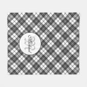 Tartan pattern Christmas Schwarz-weiß Monogram Fleecedecke (Vorderseite (Horizontal))