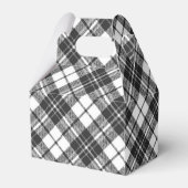 Tartan pattern Christmas Schwarz-weiß Monogram Geschenkschachtel (Rückseite)