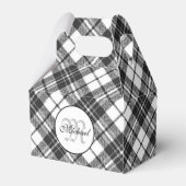 Tartan pattern Christmas Schwarz-weiß Monogram Geschenkschachtel (Vorderseite)