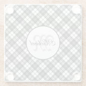 Tartan pattern Christmas Schwarz-weiß Monogram Glasuntersetzer (Rückseite)