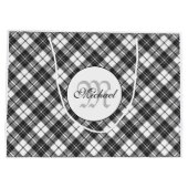 Tartan pattern Christmas Schwarz-weiß Monogram Große Geschenktüte (Rückseite)