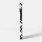 Tartan pattern Christmas Schwarz-weiß Monogram iPhone Hülle (Linke Seite)