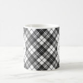 Tartan pattern Christmas Schwarz-weiß Monogram Kaffeetasse (Mittel)