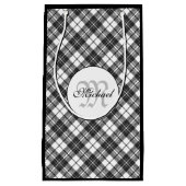 Tartan pattern Christmas Schwarz-weiß Monogram Kleine Geschenktüte (Vorderseite)