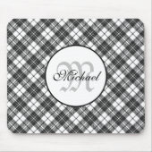Tartan pattern Christmas Schwarz-weiß Monogram Mousepad (Vorne)