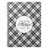 Tartan pattern Christmas Schwarz-weiß Monogram Notizblock (Vorderseite)
