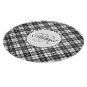 Tartan pattern Christmas Schwarz-weiß Monogram Schneidebrett (Ecke)