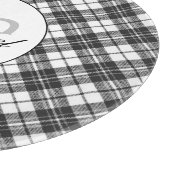 Tartan pattern Christmas Schwarz-weiß Monogram Schneidebrett (Ecke)