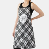 Tartan pattern Christmas Schwarz-weiß Monogram Schürze (InSitu)