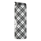 Tartan pattern Christmas Schwarz-weiß Monogram Thermosbecher (Nach rechts gedreht)
