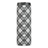 Tartan pattern Christmas Schwarz-weiß Monogram Thermosbecher (Rückseite)