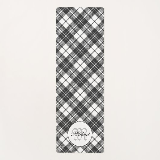 Tartan pattern Christmas Schwarz-weiß Monogram Yogamatte (Vorderseite)