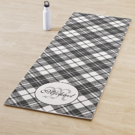 Tartan pattern Christmas Schwarz-weiß Monogram Yogamatte
