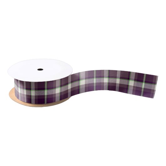 Tartan Pattern Eggplant und Green ID210 Satinband (Spule)