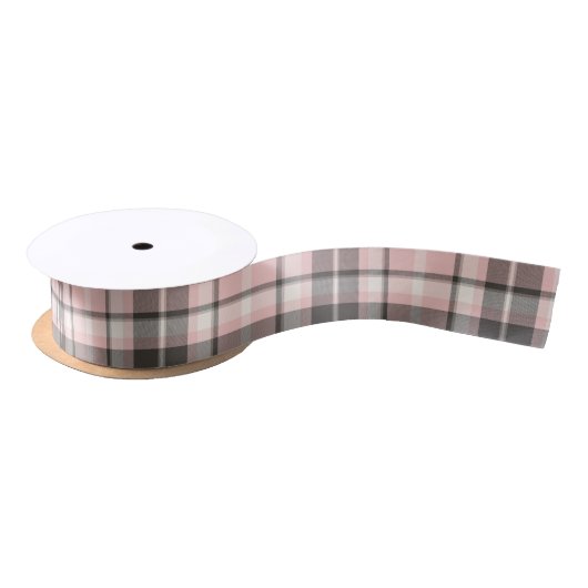 Tartan Pattern Pink und Gray ID210 Satinband (Spule)