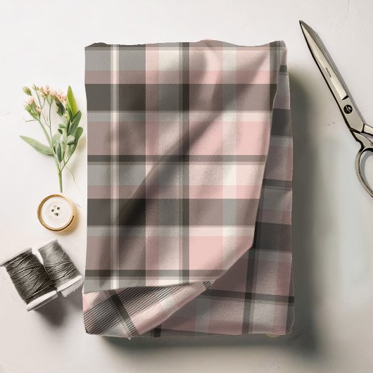 Tartan Pattern Pink und Gray ID210 Stoff