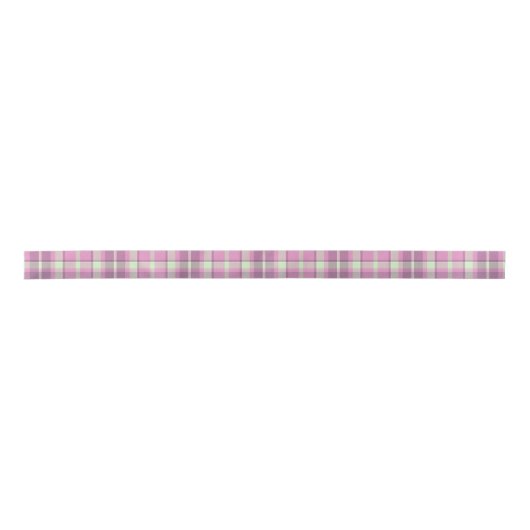 Tartan Pattern Plum und Soft Green ID210 Satinband (Vorderseite)