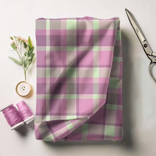 Tartan Pattern Plum und Soft Green ID210 Stoff