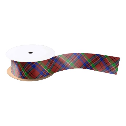 Tartan Pattern Red Green Blue Plaid Clan Macdonald Satinband (Spule)