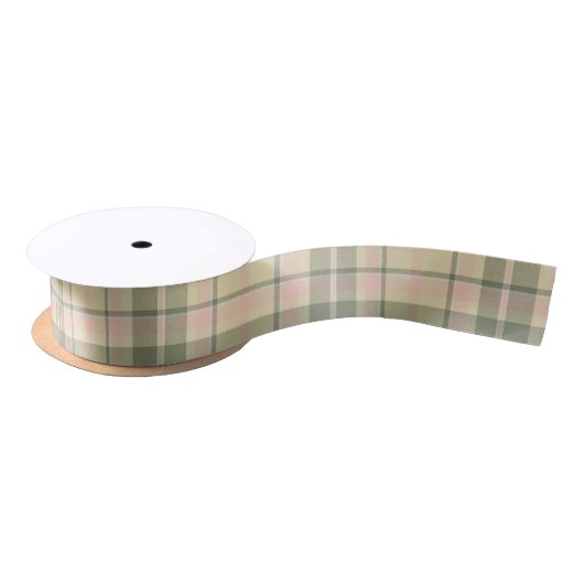 Tartan Pattern Soft Green und Pink ID210 Satinband (Spule)