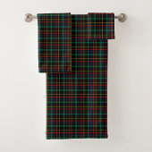 Tartan-patterned towel set with red, green, blue